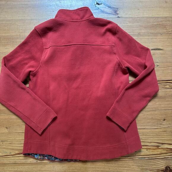Orvis Signature Softest red floral lined quarter zip sweater SIZE S - Picture 6 of 7